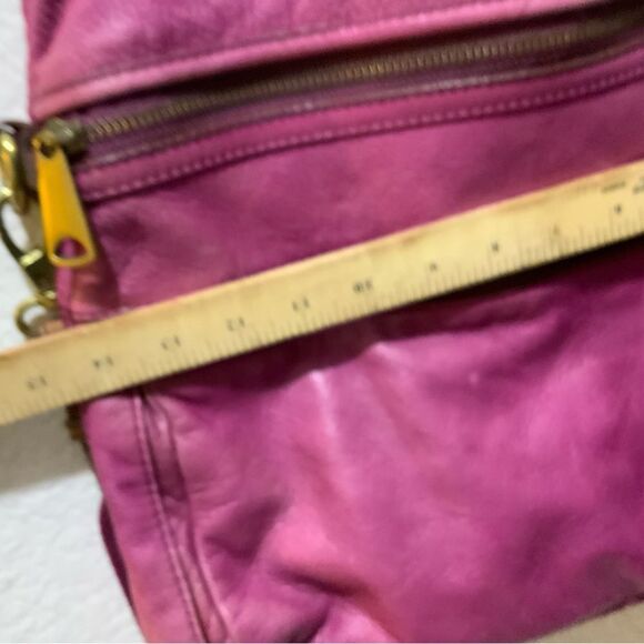 Fossil Explorer Messenger Bag Pink Fold Over Crossbody Leather Tote Womens Large - Picture 4 of 7